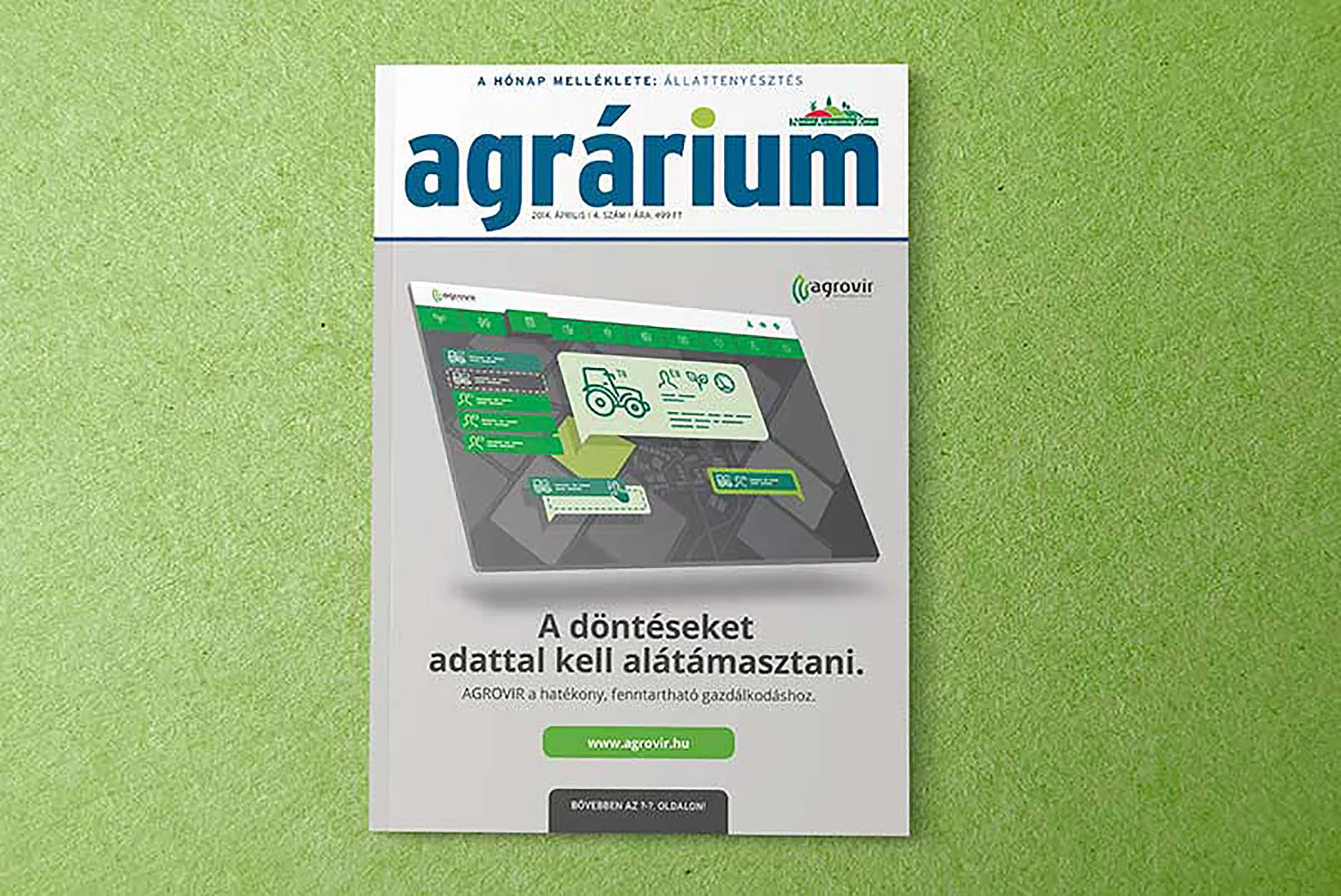 Az Agrárium magazin címlapja AgroVIR-hirdetéssel: A döntéseket adattal kell alátámasztani